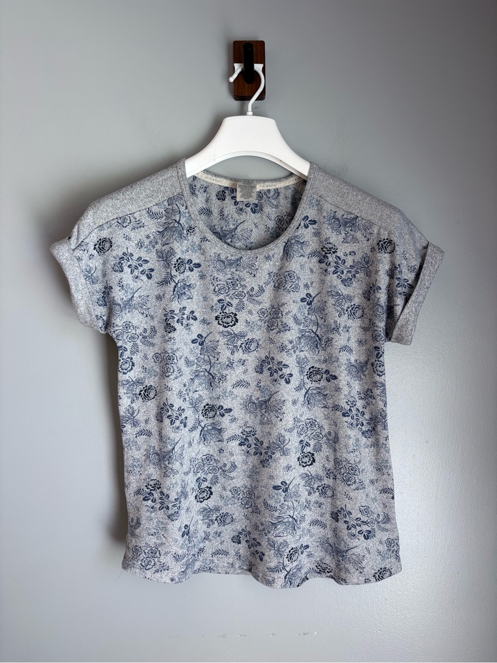 Lucky Brand Floral Print Cuffed Short Sleeve Top - Large Cottagecore Soft Girl